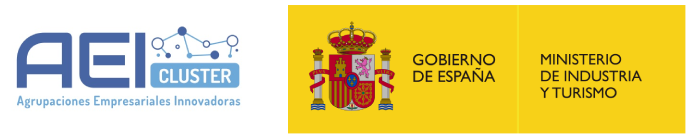 Logos de AEI (Agrupaciones Empresariales Innovadoras) y del Ministerio de Industria y Turismo del Gobierno de España